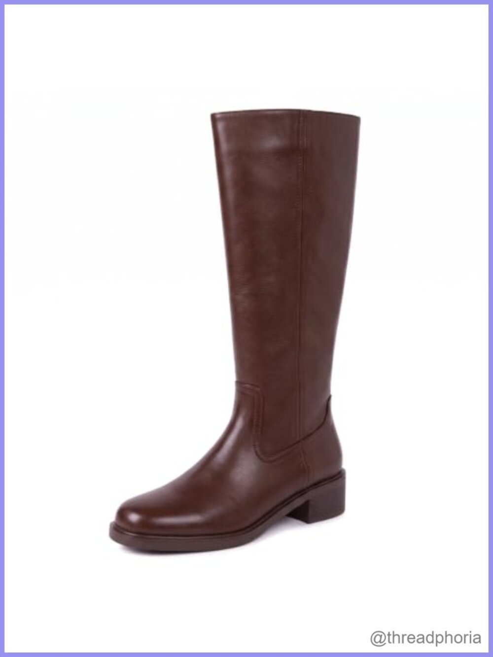 Knee High Boots Square Toe Low Chunky Block Heel Wide Calf